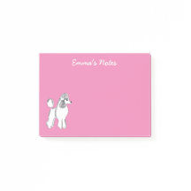 Poodle blanc Notes Post-it® personnalisées 4 po x 