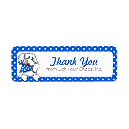 Poodle blanc Points Bleus Animaux Étiquettes d'ent (Devant)