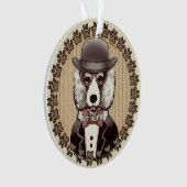 Poodle Blanc portant des lunettes (devant)