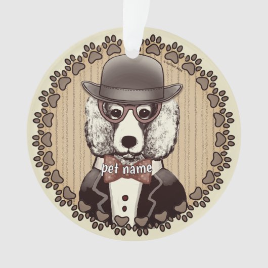 Poodle Blanc portant des lunettes (devant)