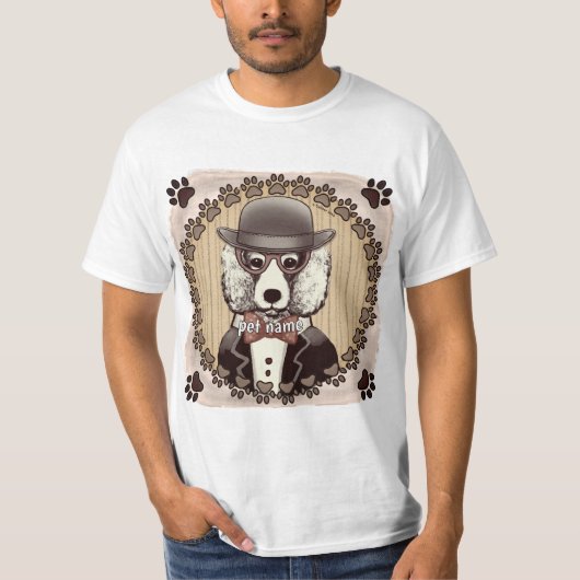 Poodle blanc portant des lunettes t-shirt (Devant)