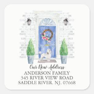 Poodle Blue deur New Address Label Sticker