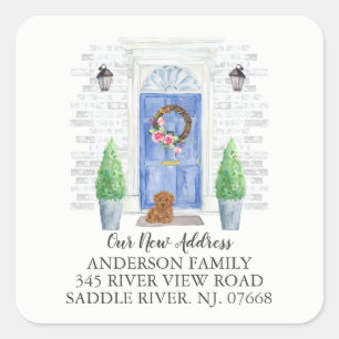 Poodle Blue deur New Address Label Sticker