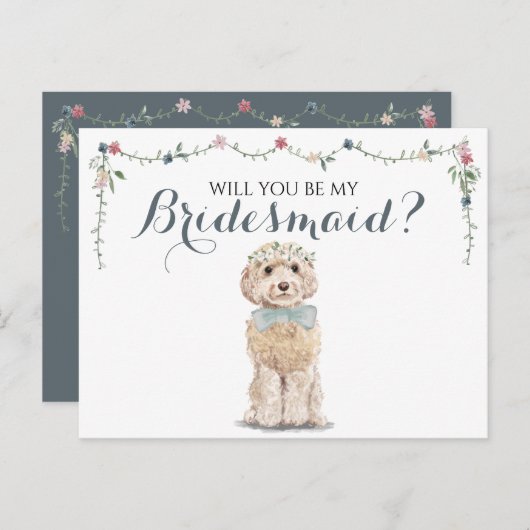 Poodle Boo Hond Bruiloft Word Mijn Bruidsmeisje Uitnodiging Briefkaart (Voorkant / Achterkant)