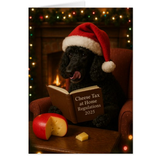 Poodle 'Cheese Tax' Christmas card (Devant)