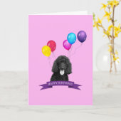 Poodle Chien Bonne Carte de voeux d'anniversaire (Fleur jaune)