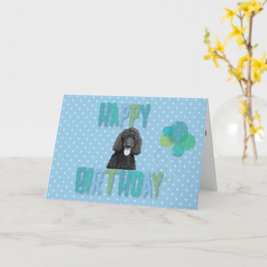 Poodle Chien Bonne Carte de voeux d'anniversaire (Fleur jaune)