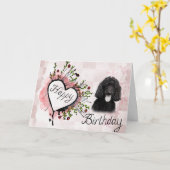 Poodle Chien Bonne Carte de voeux d'anniversaire (Fleur jaune)