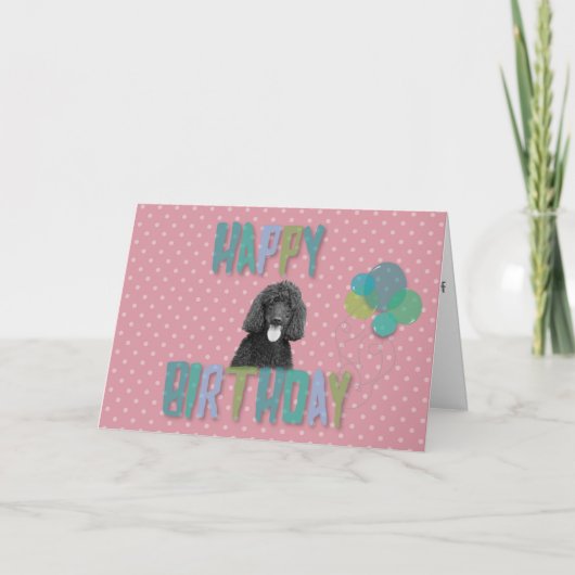 Poodle Chien Heureux Anniversaire Pink Polka Carte (Devant)