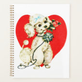 Poodle Chien Holding Fleurs Coeur Valentine Amour (Devant)