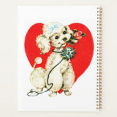 Poodle Chien Holding Fleurs Coeur Valentine Amour (Dos)