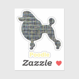 Poodle Chien Jaune & Grille Bleue Sticker Coupe Cl