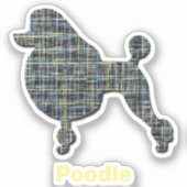 Poodle Chien Jaune & Grille Bleue Sticker Coupe Cl (Recto)