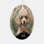 Poodle chiot premier ornement en métal de Noël (Avant droite)