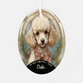 Poodle chiot premier ornement en métal de Noël (Avant gauche)