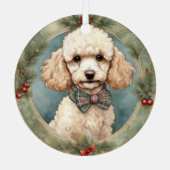 Poodle chiot premier ornement en métal de Noël (Verso)