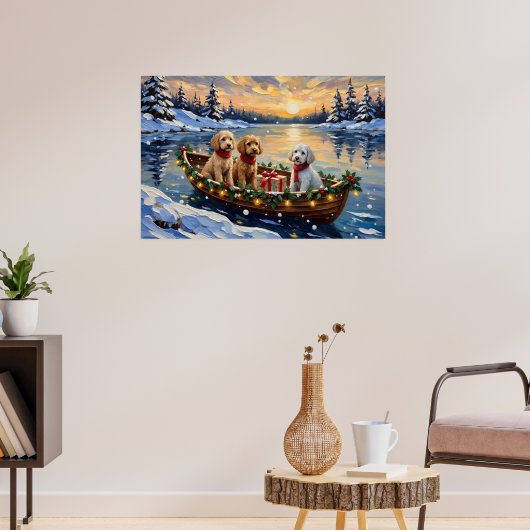 Poodle Christmas Boat Holiday Poster (Woonkamer 3)