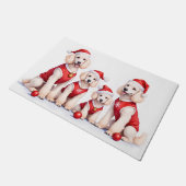 Poodle Christmas Dress Santa Hat Deurmat (Schuin)