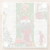 Poodle Christmas Glazen Onderzetter (Achterkant)