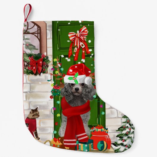 Poodle Christmas Kleine Kerstsok (Voorkant)