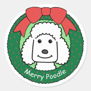 Poodle Christmas Ronde Sticker