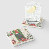 Poodle Christmas Stenen Onderzetter (Zijkant)