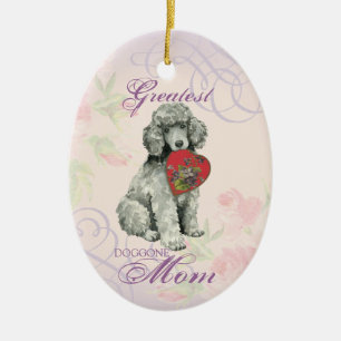 Poodle Coeur Maman Ornement céramique