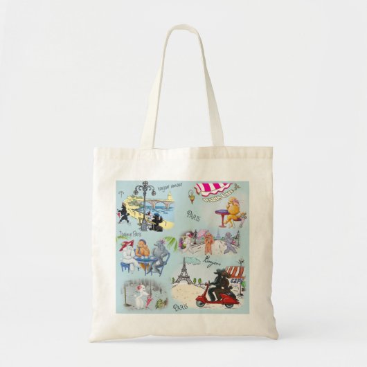 Poodle Collage Paris Tote Bag (Voorkant)
