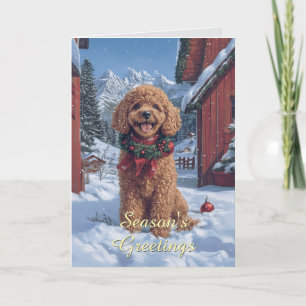 Poodle dans la carte de Noël Neige