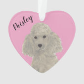 Poodle d'argent gris-coeur rose personnalisé (dos)