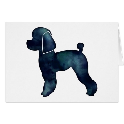 Poodle de jouet noir Aquarelle Carte Silhouette (Devant horizontal)
