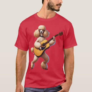 Poodle die akoestische gitaar speelt Hondenliefheb T-shirt