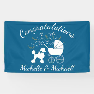 Poodle Dog Baby shower Puppy Blue Boy Spandoek