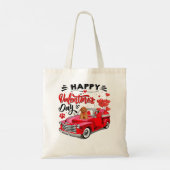 Poodle Dog Cute Poodle Dog Red Truck Happy Valenti Tote Bag (Achterkant)