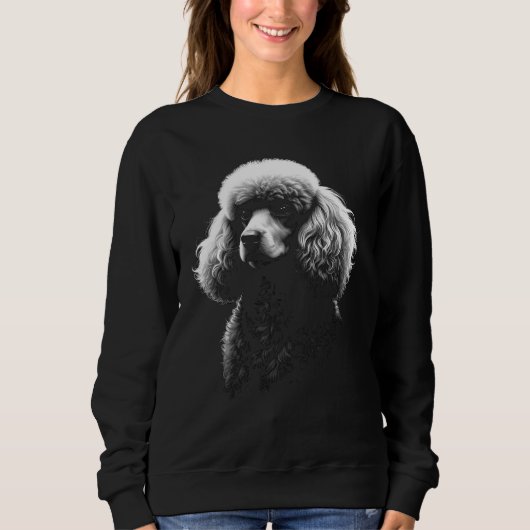 Poodle Dog Dark Art Women's Black Sweater (Voorkant)