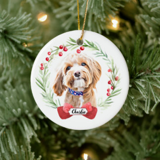Poodle Dog Gepersonaliseerd Kerst Keramisch Orname Keramisch Ornament