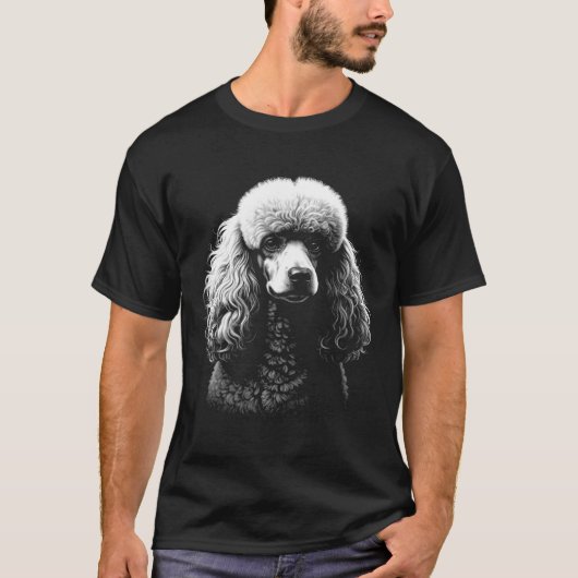 Poodle Dog Head Dark Art Black T-Shirt (Devant)