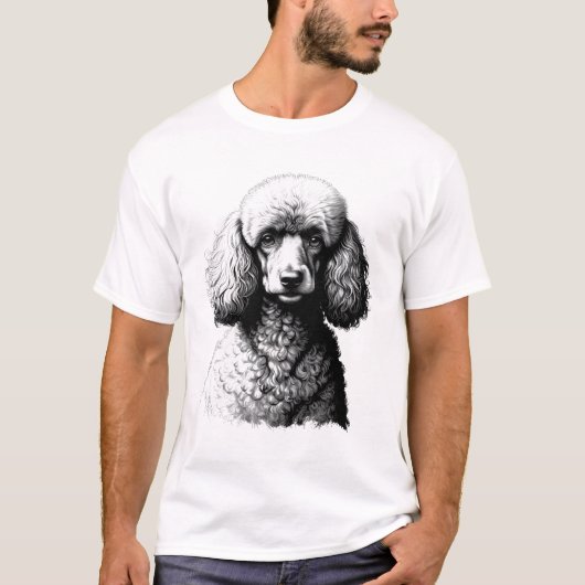 Poodle Dog Head Sketch White T-Shirt (Devant)