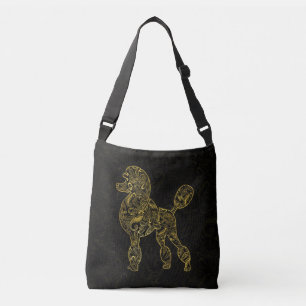 Poodle Dog in Gold Paisley-patroon Crossbody Tas