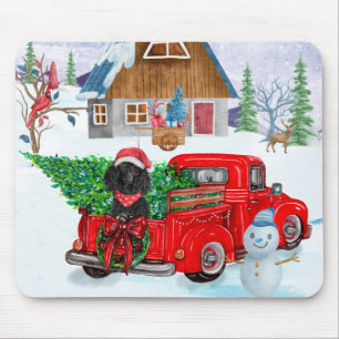 Poodle Dog in kerstbezorging vrachtwagen sneeuw Muismat