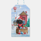 Poodle Dog in sneeuwkerstmis Cadeaulabel (Achterkant)
