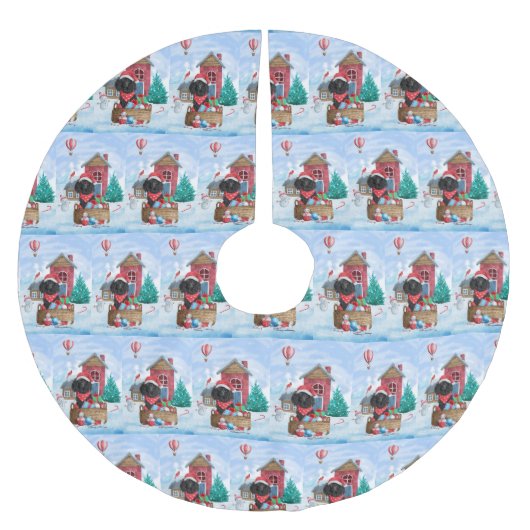 Poodle Dog in sneeuwkerstmis Kerstboom Rok (Voorkant)