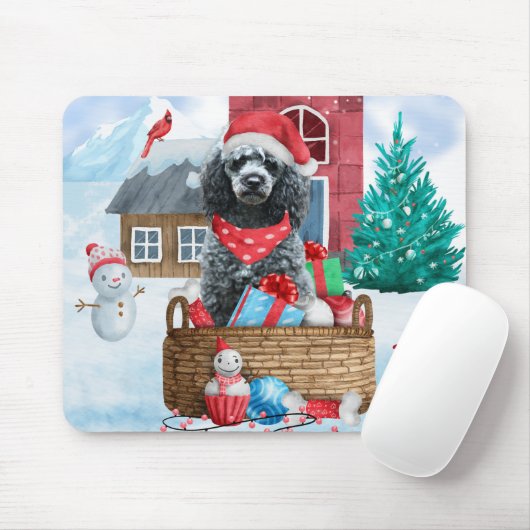 Poodle Dog in sneeuwkerstmis Muismat (Met muis)