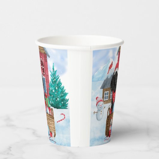 Poodle Dog in sneeuwkerstmis Papieren Bekers (Rechts)
