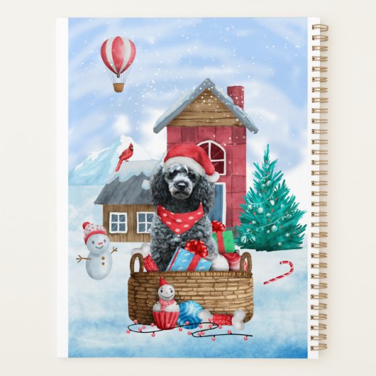 Poodle Dog in sneeuwkerstmis Planner (Achterkant)