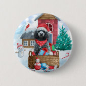Poodle Dog in sneeuwkerstmis Ronde Button 5,7 Cm (Voorkant)