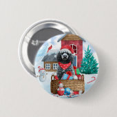 Poodle Dog in sneeuwkerstmis Ronde Button 5,7 Cm (Voorkant /achterkant)