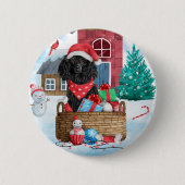 Poodle Dog in sneeuwkerstmis Ronde Button 5,7 Cm (Voorkant)