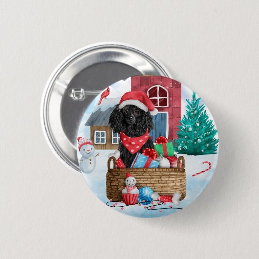 Poodle Dog in sneeuwkerstmis Ronde Button 5,7 Cm (Voorkant /achterkant)