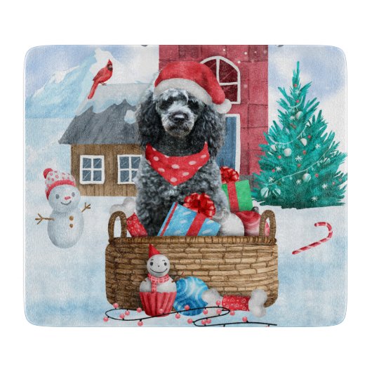 Poodle Dog in sneeuwkerstmis Snijplank (Voorkant)